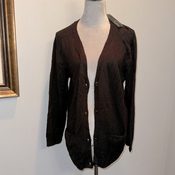 Sofra Sweaters - Sofra women’s black sweater button up cardigan NWT L